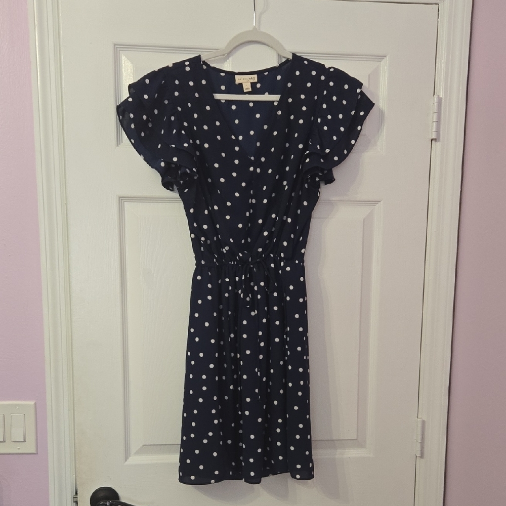 Maison Jules Blue Wrap Sundress with Flutter Sleeves